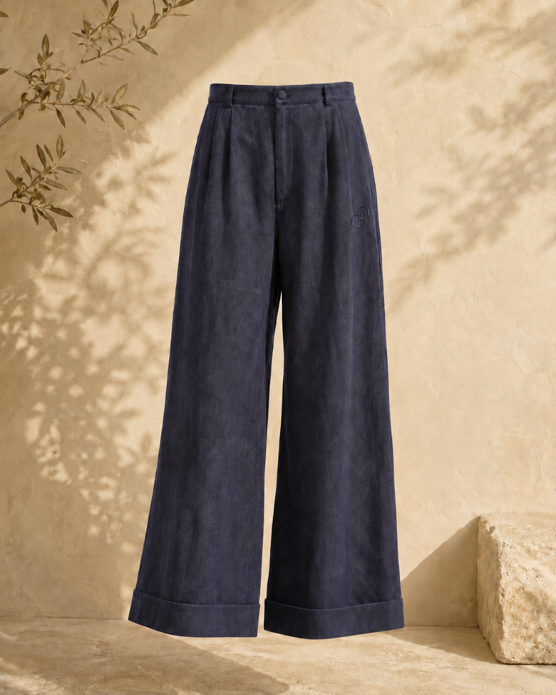 Pantalon Taylor en lin bleu marine