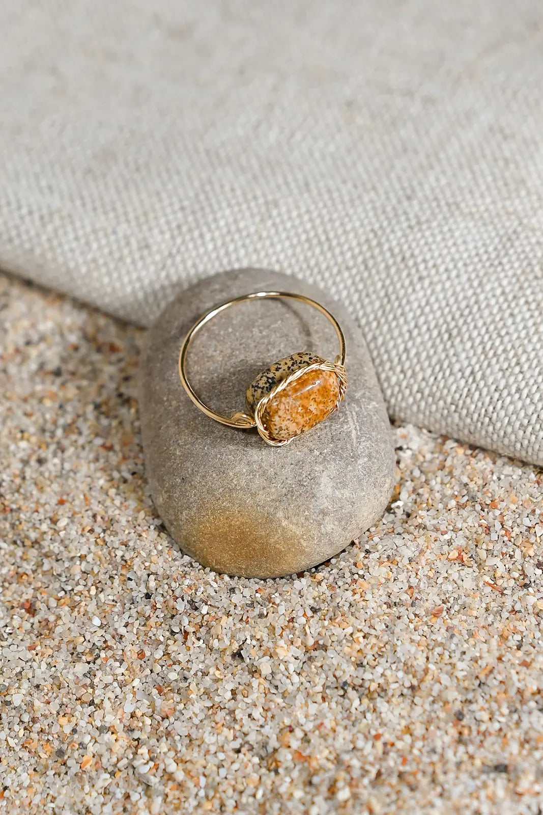 Bague Jaspe du Désert Sertie - Beurlie
