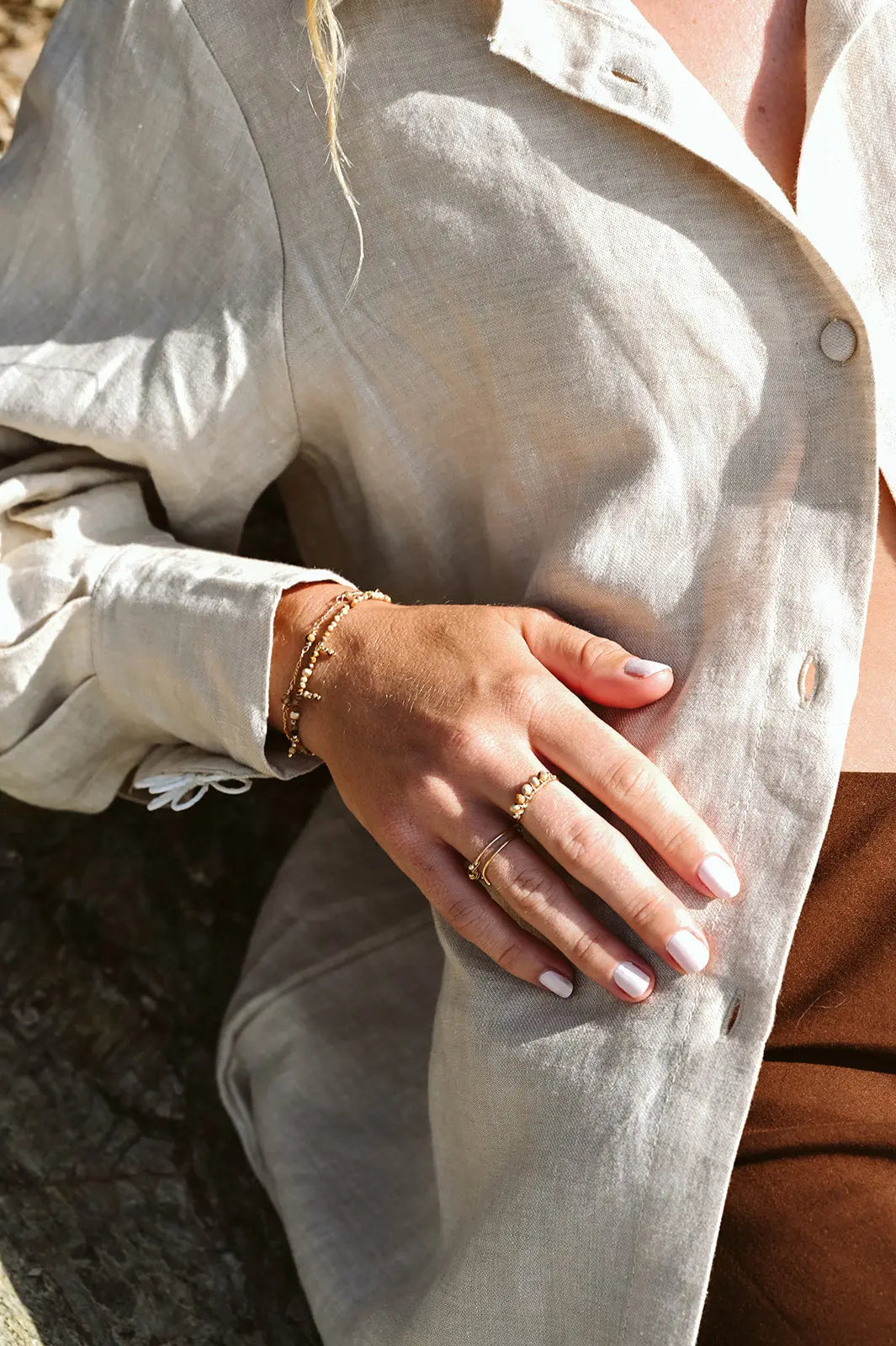 Bague Mary – Jaspe du Désert et Gold Filled - Beurlie