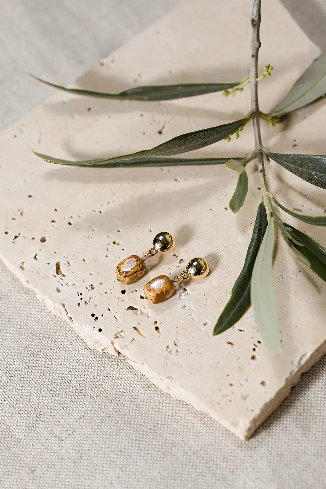 Boucles d'Oreilles Jaspe du Désert - Beurlie
