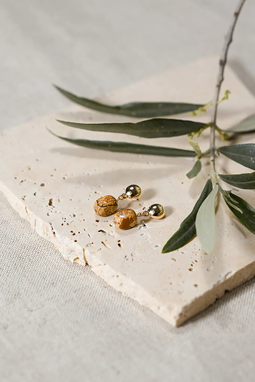 Boucles d'Oreilles Jaspe du Désert - Beurlie