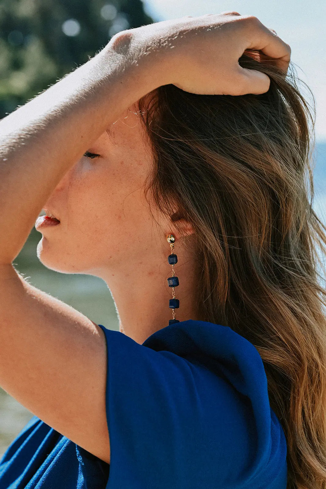 Boucles d'oreilles Émilie lapis-lazuli - L'atelier de Clotilde