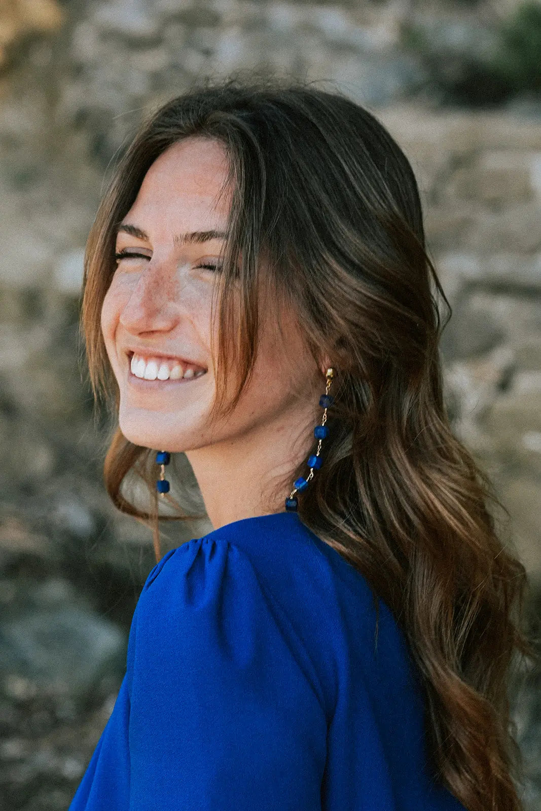 Boucles d'oreilles Émilie lapis-lazuli - L'atelier de Clotilde