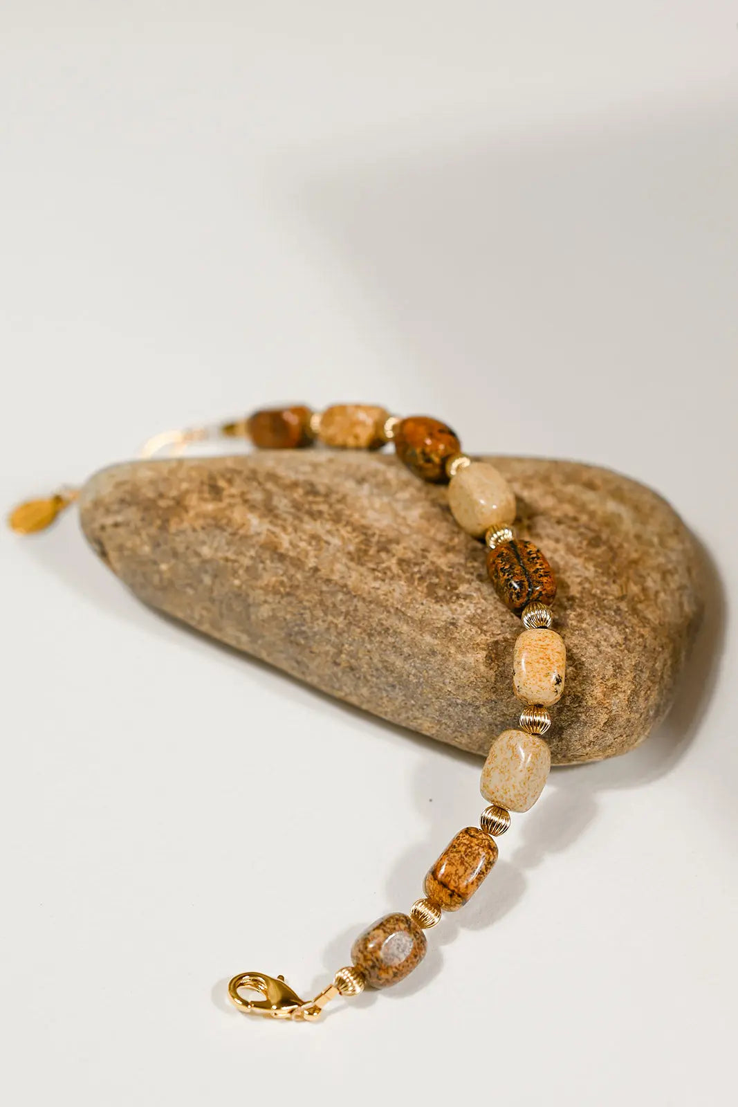 Bracelet Liv – Grosses Perles Jaspe du Désert - Beurlie