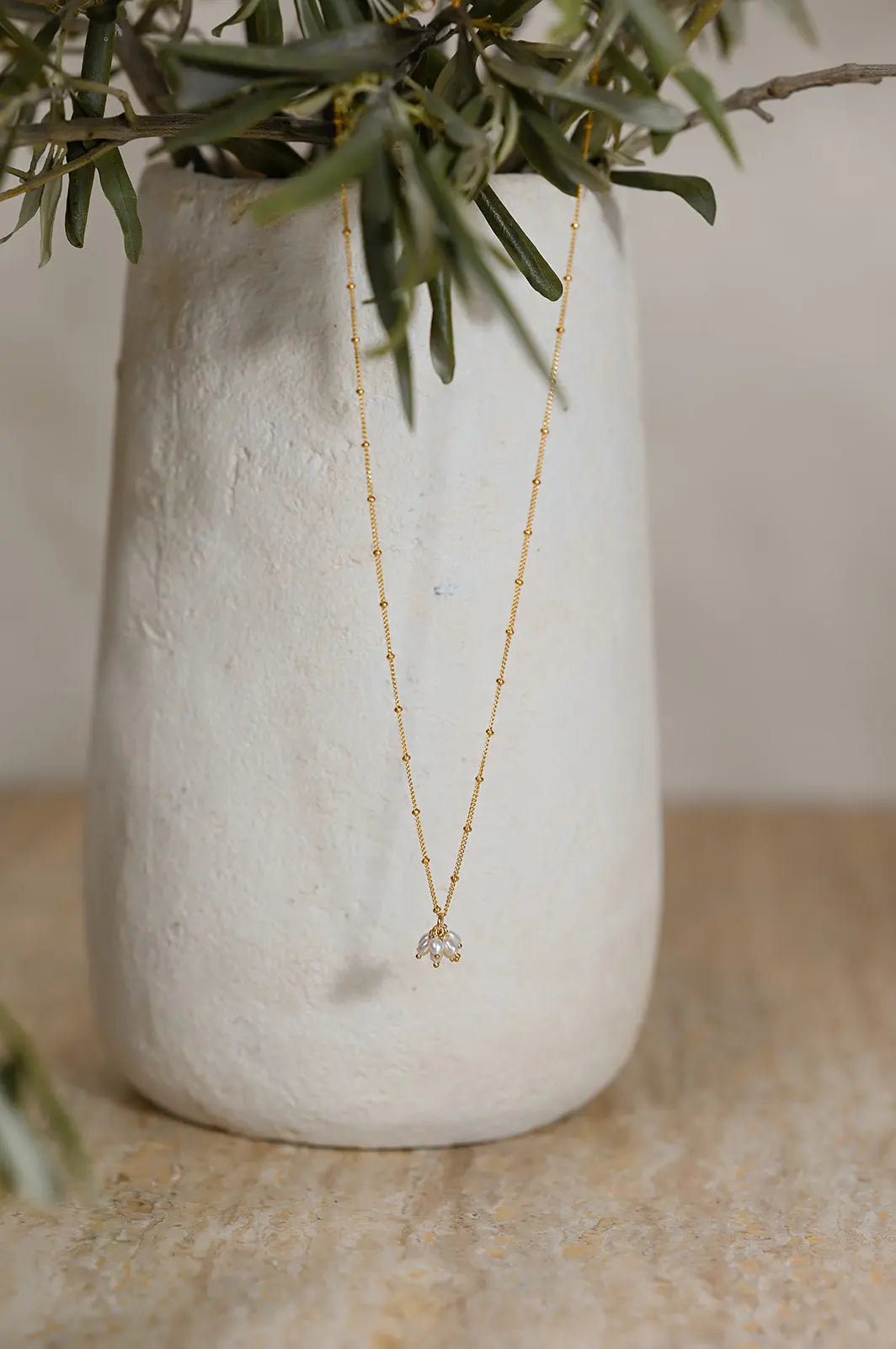 Collier Célestin – Bouquet de Mini-Perles Naturelles et Plaqué Or - Beurlie