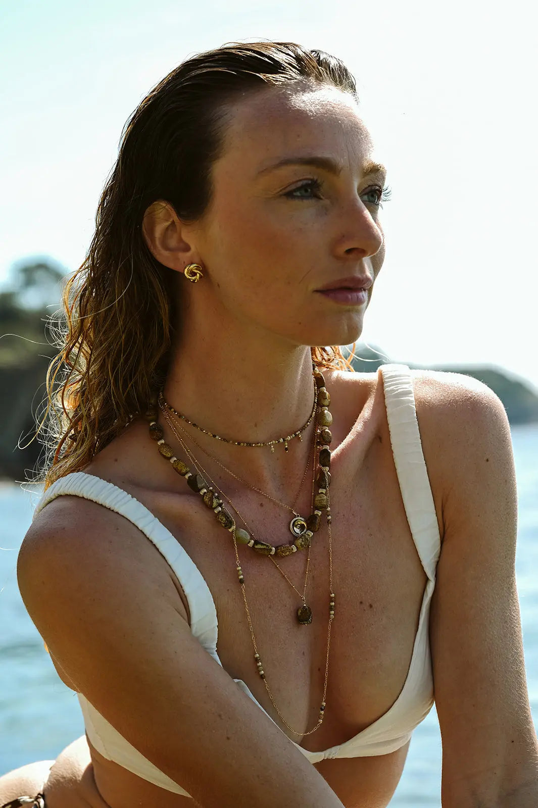 Collier Pendentif Jaspe du Désert - Beurlie