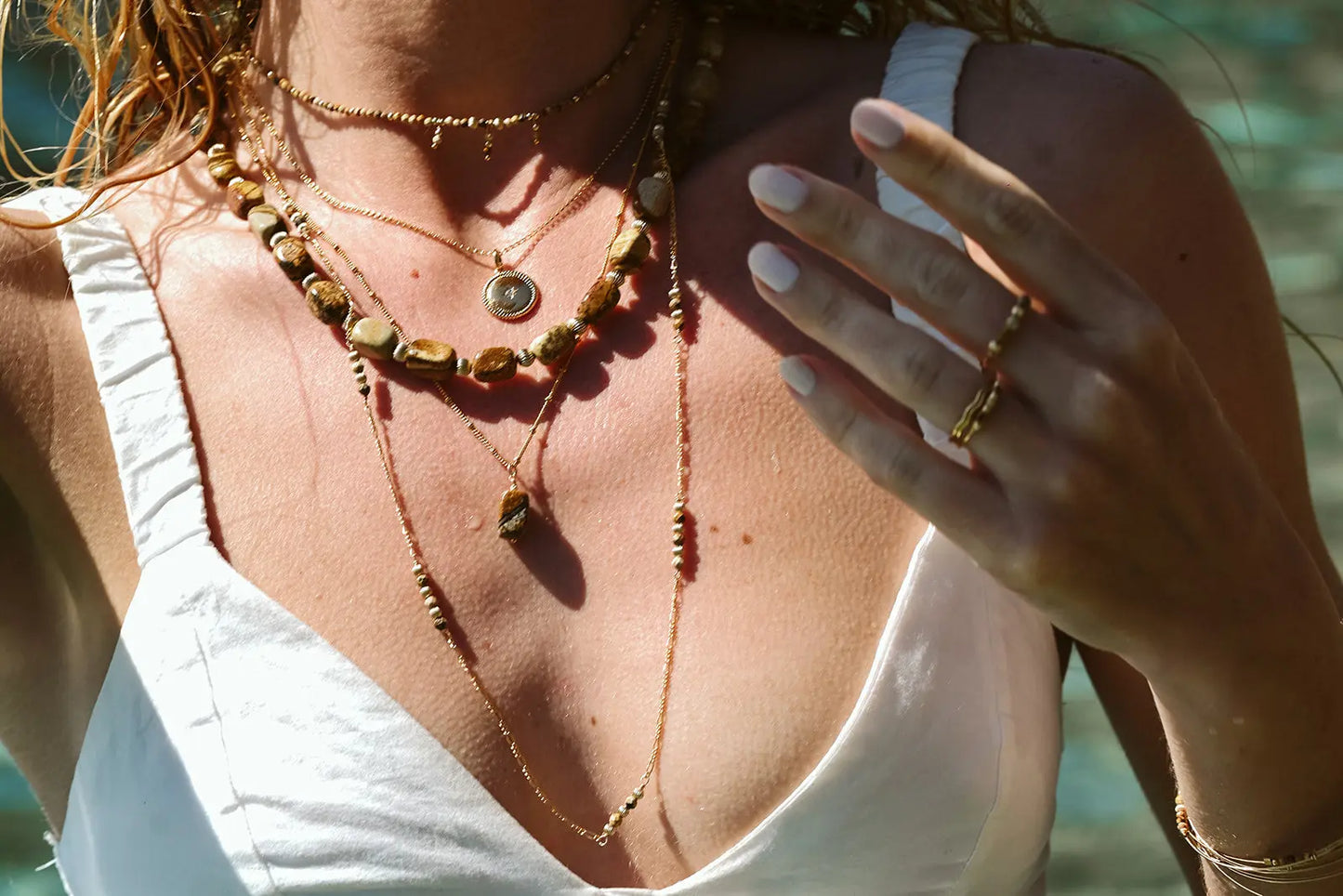 Collier Pendentif Jaspe du Désert - Beurlie