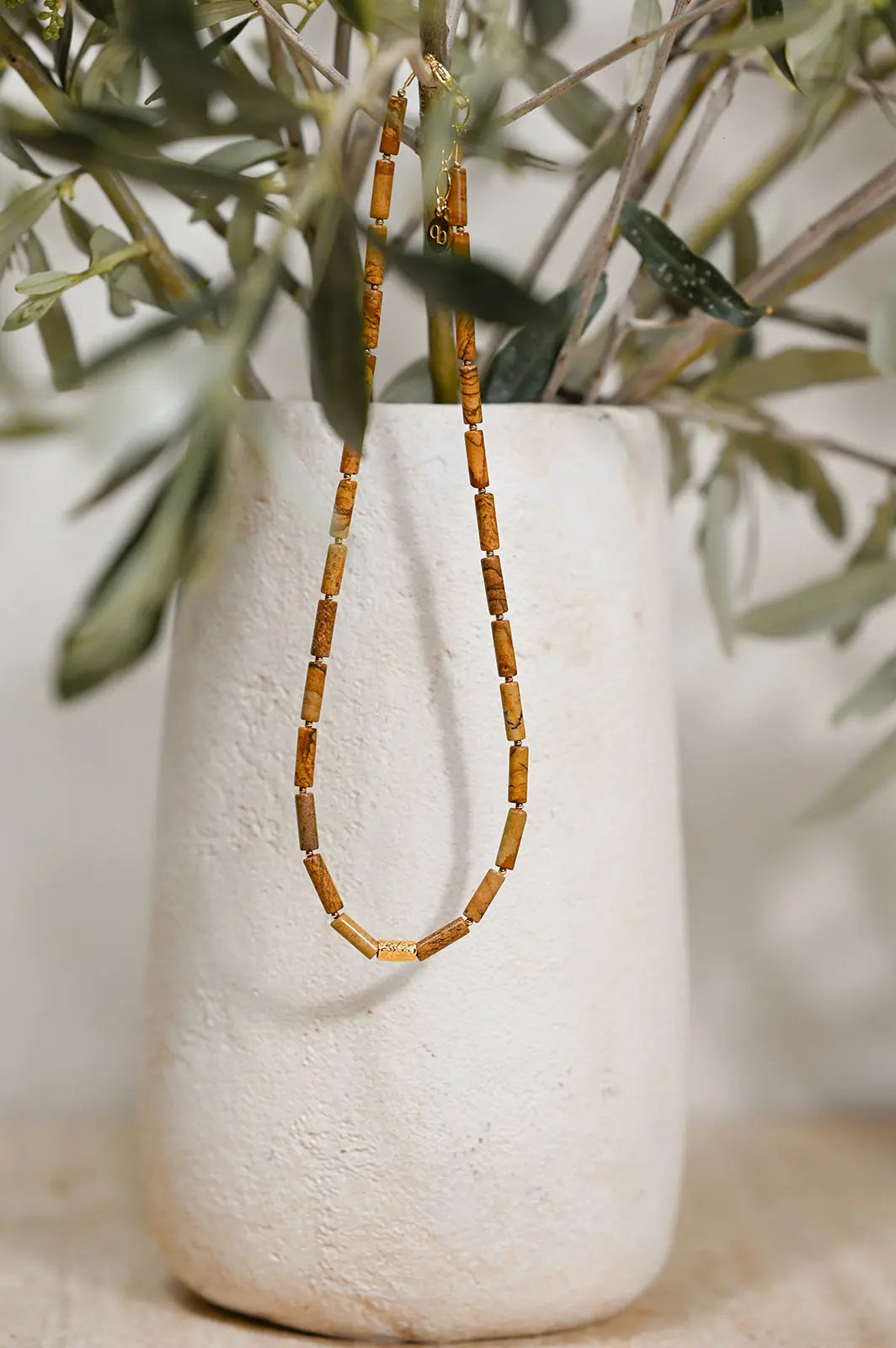 Collier Perles Tubes Jaspe du Désert - Beurlie