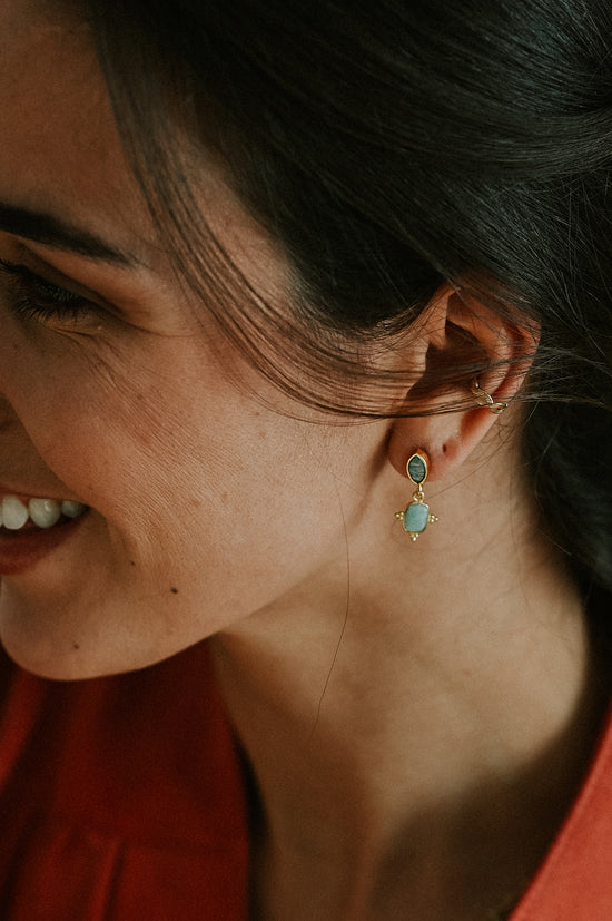 Boucles Claude Bleu turquoise - L'atelier de Clotilde